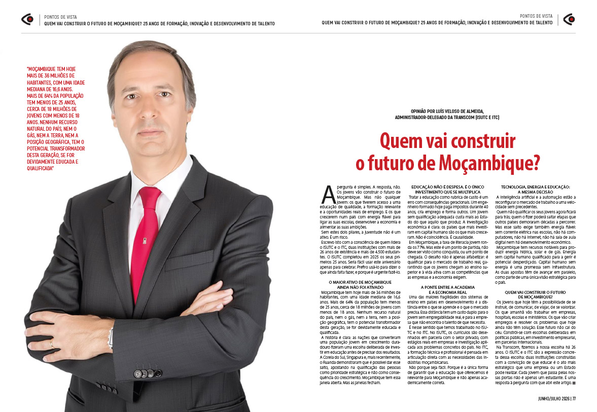 Administrador-Delegado da Transcom reflecte sobre educação, talento e futuro de Moçambique